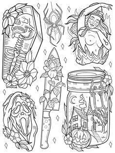 halloween coloring pages for adults and children to print on the wall or use as an applique