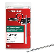 The Red Head Hammer-Set anchor is a mechanical drive anchor consisting of a zinc die cast expansion body and zinc plated steel expander drive pin. Hammer-Set anchors are medium-duty anchors designed for a variety of fastening applications in concrete, block and brick. Use Hammer-Set anchors to attach drywall track, electrical boxes and clips, flashing, lumber and more. Size: 1/4" x 3". Grout Sponge, Painting Shiplap, Drywall Tape, Concrete Anchors, Electric Box, Roof Flashing, Concrete Fireplace, Makeover Before And After, Old Fireplace