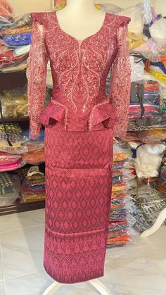 Condition new Cambodian traditional outfit  Size L Top bust 39 inches waist 33 inches  Skirt waist 33 inches  Will ship the same on picture  If you have any questions please contact us we will reply back as soon as we can. Thank you! Have a good day! Elegant Fitted Skirt Set With Traditional Drape, Fitted Pink Dress For Traditional Ceremonies, Traditional Pink Peplum Dresses, Fitted Pink Dress With Traditional Patterns, Pink Fitted Dress For Traditional Ceremonies, Fitted Unstitched Blouse For Traditional Ceremonies, Elegant Sets With Unstitched Blouse For Traditional Ceremonies, Elegant Fitted Peplum Lehenga, Elegant Fitted Lehenga For Traditional Ceremonies