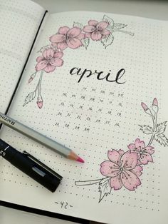 Tulip Bullet Journal Theme, April Journal, Bullet Journal April, Journal April, Boarders Designs For Projects, Bullet Journal October