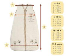 the size and measurements of a sleeping bag for babys to use in their bed