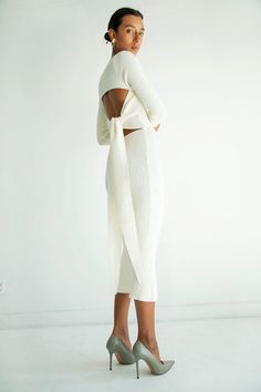 KANE DRESS – The Line by K Chic Stretch Midi Dress With Tie Back, Chic White Ribbed Dress, Chic White Ribbed Midi Dress, Elegant Ribbed Midi Dress For Day Out, Elegant Ribbed Dress For Day Out, Chic Beige Ribbed Dresses, Elegant Ribbed Dress For Brunch, Chic Ribbed Midi Dress For Night Out, Chic Ribbed Midi Dress For Brunch