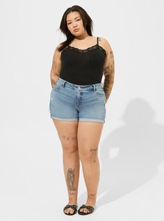 3.5 Inch Perfect Classic Denim Short3.5 Inch Perfect Classic Denim Short, DAYTONA Black Beachwear, Classic Denim Shorts, Perfect Denim, Shoes For Leggings, Sheer Shorts, Summer Lookbook, Short Jeans, Denim Short, Rolled Hem