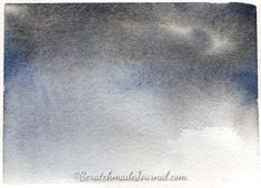 a watercolor painting of clouds in the sky