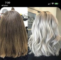 Silver Roots Blonde Hair, Brown To Icy Blonde, Blonde Formulas, Silvery Blonde Hair, Silvery Blonde, Hair Dues, Red Violet Hair, Blond Highlights