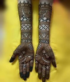 two hands with henna designs on them