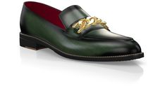 Woman`s Luxury Loafers 22123 Luxury Green Loafers For Formal Occasions, Elegant Green Loafers For Business, Luxury Green Loafers, Elegant Green Loafers For Formal Occasions, Elegant Green Formal Loafers, Elegant Leather Loafers With Chain Strap, Nude Socks, Luxury Loafers, Comfortable Sneakers