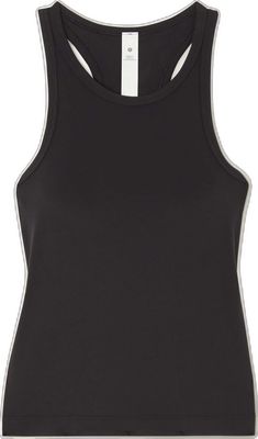 Lululemon Fitted Racerback Top, Lululemon Casual Racerback Tank Top, Lululemon Tank Top For Training, Lululemon Sleeveless Athleisure Tops, Black Lululemon Yoga Tops, Lululemon Black Yoga Top, Lululemon Sleeveless Moisture-wicking Top, Fitted Sleeveless Lululemon Activewear, Sporty Lululemon Tank Top For Yoga