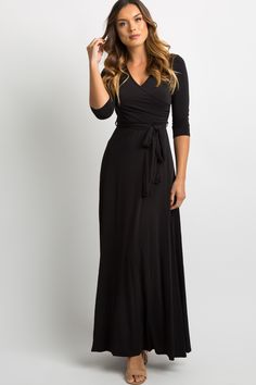 Drape Maxi Dress, Maxi Dress Outfit, Tie Maxi Dress, Maternity Maxi, Pregnancy Maxi Dress, Pink Blush Maternity, Midi Maxi Dress, Maxi Dress With Sleeves, Black Solid