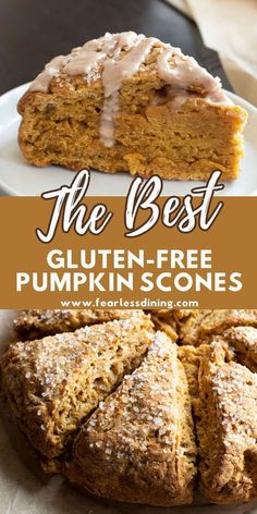 the best gluten - free pumpkin scones with cinnamon frosting on top