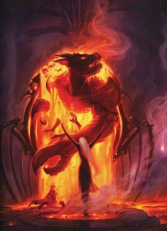 an image of a demon attacking a demon in the air with fire coming out of its mouth