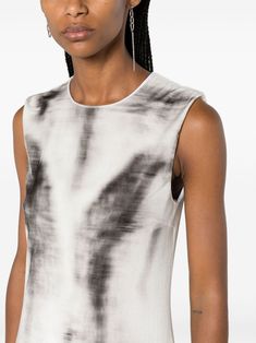 Blurred print tube dress by Loewe. This item is in size M and the color is Grey Modern Silk Summer Dress, Modern Sleeveless Silk Dress, Loewe Dress Kendall, Loewe Print, Loewe Balloon Dress, Loewe Womenswear, Loewe Fashion Show 2022, Louis Vuitton Shoulder Bag, White Dresses