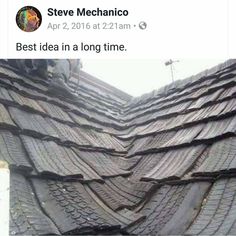 an old roof that has been cleaned and is being used as a decoration for the house