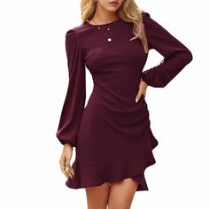 PRICES MAY VARY. Feature: This long sleeve bodycon dress is made from a soft, durable, and lightweight fabric that stretches to fit any body type. Design: long lantern sleeve, ruffle Tulip hem, Fishtail Hem, Ruched, elastic, knit Ribbed sweater dress.The fabric is soft and stretchy, lightweight Style: Elegant and fashionable, sexy and cute. Occassion: cocktail party, formal events, work, date, night out, halloween,thanksgiving and any casual occassions. This long sleeve ribbed knit sweater dress Ribbed Dress Outfit, Sweater Bodycon, Party Wear For Women, Womens Winter Dresses, Ruffle Bodycon Dress, Bodycon Cocktail Dress, Ribbed Sweater Dress, Elegant Attire, Fall Winter Dresses