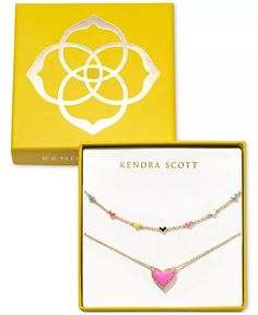 Put some love in every look with this two-piece set of heart-bearing necklaces from Kendra Scott. Collar necklace approx. adjustable length: 16"-19"; Pendant necklace approx. length: 15" + 2" extender; approx. drop: 3/5" Set in 14k gold-plated brass; enamel Magnesite Lobster clasp closure Bear Necklace, Kendra Scott Jewelry, Stone Heart, Gold Enamel, Dillard's, Gold Pendant Necklace, Heart Pendant Necklace, Necklace Gift