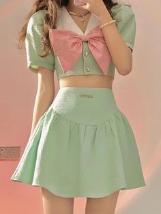 Green Shirts Women, Mint Green Shirts, Green Shirts, Korean Blouse, Kawaii Fashion Outfits, Shirts Women, Kpop Fashion Outfits, Kawaii Clothes, Stage Outfits