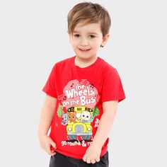 Get ready to be learning your ABC’s in this cute Cocomelon T-shirt. Inspired by the educational Youtube series this red short sleeve tee features the Cocomelon animals and JJ in a yellow bus surrounded by clouds and music notes. Featuring the slogan ‘The wheels on the bus go round and round’ in contrasting white. Completing the look with a super cute hem tag of the Cocomelon logo. Cocomelon fans will surely be saying yes yes to this adorable tee. Cocomelon Animals, Cocomelon Logo, Kids Pajamas Boys, The Wheels On The Bus, Baby Clothes Sale, Wheels On The Bus, Dress Up Costumes, Swimwear Dress, Boys Pajamas