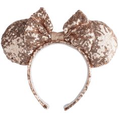 Minnie Rose Gold Sequins Ears Size: S.  Color: Pink.  Gender: unisex.  Age Group: infant. Rose Gold Minnie Ears, Pearl Hair Piece, Big Bow Headband, Minnie Rose, Silver Head Piece, Embellished Headbands, Flower Girl Headbands, Minnie Mouse Girl