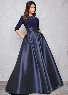 Satin Sleeves, Blue Evening Gowns, Long Sleeve Evening Gowns, Evening Dresses Online, Cheap Evening Dresses, Chique Outfits