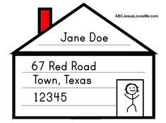 a house with the name jane doe on it and an image of a man's face