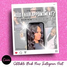 an advertisement for a hair salon with the caption, you need a hair appointment? book now to receive $ 4 off