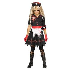 #kidscostumes #halloween #dressup #costumeparty #DIYcostumes #childrenscostumes #costumeideas #kidshalloween #costumeshop #costumeforkids #costumetrends #kidscostumeparty #costumeshopping #costumefun #kidscostumeshop Horror Nurse, Headband Dress, Nurse Dress, Nurse Halloween Costume, Black Nurse, Blood Splatter, Nurse Halloween, Nurse Costume, Red Gloves