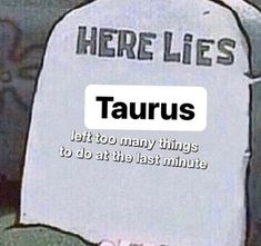 there lies taurus left too many things to do at the last minute, and here lies