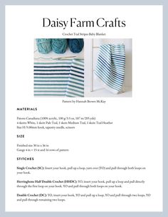 the instructions for daisy farm crafts are shown in blue and white stripes, with text that reads