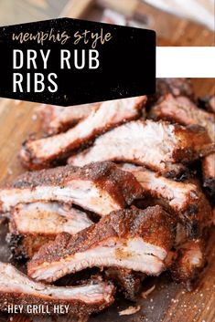 the ribs are ready to be grilled and served on the cutting board with text overlay