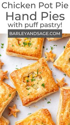 chicken pot pies with puff pastry on top