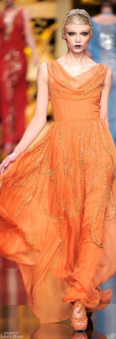 Dior Ready To Wear, Orange Outfit, French Fashion Designers, Orange Fashion, Orange Dress, French Fashion, Couture Fashion