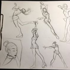 some sketches of people doing different things in the same direction as they are standing and sitting