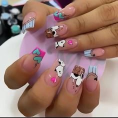 Nail Art Designs Disney, Creatures Drawing, Cartoons Movies, Mickey Nails, Nails Pretty, Gel Nail Art Designs, Colored Acrylic Nails