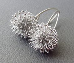 Silver Bridal Earrings, Aluminum Jewelry, Silver Flower Earrings, Wedding Jewelry Earrings, Design Silver, Matching Necklaces, Earrings Sterling Silver, Elegant Earrings, Handmade Sterling Silver