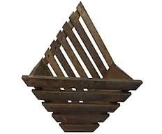 four wooden baskets stacked on top of each other in the shape of an inverted triangle