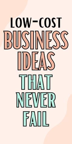 the words low - cost business ideas that never fail on a pink and blue background