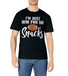 PRICES MAY VARY. Grab this Just Here For The Snacks American Football T-Shirt for your footballer mom, dad, husband, wife, boyfriend, girlfriend, son, daughter! It's a perfect sports gift idea & present for Game Day, Birthday, Father's Day, Mother's Day or Christmas! This Just Here For The Snacks American Football T-Shirt is a perfect gift for athletes, football lovers, supporters, fans, players, linemen, quarterbacks and coach men, women, kids. Bring out your inner athlete wearing this sport gr Fan Apparel T-shirt For Game Day On Father's Day, Father's Day Game Day Fan Apparel T-shirt, Casual Tops For Game Day On Father's Day, Casual T-shirt For Game Day On Father's Day, Casual T-shirt For Game Day, Game Day T-shirt With Team Name For Father's Day, Team Name T-shirt For Game Day On Father's Day, Team Name T-shirt For Game Day, Black T-shirt For Game Day On Father's Day