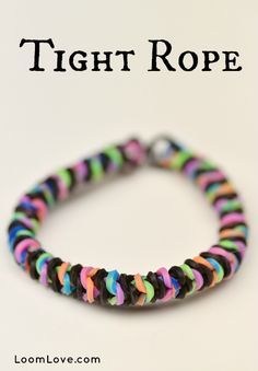 a colorful bracelet with the words tight rope on it and an image of a black, white