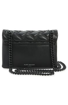 Soft, quilted leather is set off with a tonal chain strap and eagle-eyed clasp on a mini bag that packs a luxurious punch. Style Name:Kurt Geiger London Kensington Leather Mini Crossbody Bag. Style Number: 6124798. Luxury Black Quilted Wallet On Chain, Black Quilted Wallet On Chain For Evening, Chic Quilted Wallet On Chain For Everyday, Black Quilted Flap Bag For Evening, Everyday Quilted Crossbody Wallet On Chain, Quilted Crossbody Wallet For Everyday Use, Quilted Crossbody Flap Bag For Evening, Evening Quilted Crossbody Flap Bag, Quilted Rectangular Wallet On Chain For Everyday