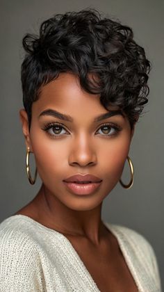 short haircuts for black women Natural Hair Short, Twists Hairstyles, Short Haircuts For Black Women, Haircuts For Black Women, Curly Pixie Cuts, Bouncy Hair, Fabulous Hair, Curly Pixie, Pixie Hair