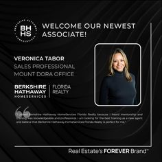 a black and white flyer for a real estate agent's office with the words welcome our newest associate