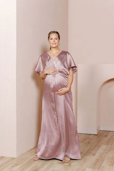 Model: Alex; Size: 14 Wedding Parties Colors, Empire Silhouette, Bridesmaid Dress Colors, Colorful Party, Extra Room, Satin Dress, Flutter Sleeves, Bra Cups, Fabric Samples