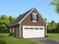 a two car garage is shown in this rendering