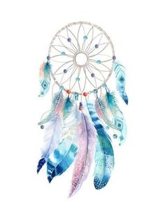 a watercolor drawing of a dream catcher