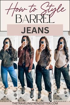 Master the art of styling barrel jeans with this ultimate guide to women's fashion. These women's jeans are a timeless choice for creating trendy and comfortable women's style outfits. Find easy ways to elevate your look with this must-read fashion post. Jeans Outfit Women, Womens Fashion Inspiration, Style Outfits