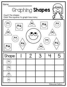 the worksheet for graphing shapes is shown in black and white with an image of