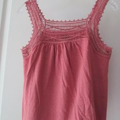 New With Tags Gap Tank Top With Crochet Trim, Deco Rose Color, Size Petite Small. 17" Length From Neck To Hem, 21" Length From Top Of Shoulder Strap To Hem. The Lace Is Made Of 100% Cotton, The Body Is 58% Hemp, 42% Cotton. Machine Wash Gentle, Tumble Dry Low Or Hang To Dry. Pink Cotton Tops With Crochet Lace, Pink Gap Tops For Spring, Gap Pink Tops For Spring, Fitted Pink Gap Tops, Pink Sleeveless Top With Crochet Trim, Gap Outfits, Rose Tank Top, Deco Rose, Old Navy Tank Tops