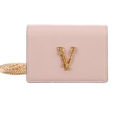 Sold Out! Perfect Tiny Purse For Any Occasion. I’ve Enjoyed It, But Ready To Let It Go To Someone Who Will Enjoy It More! Tiny Purse, Versace Bags, Blush Pink, Pink And Gold, Versace, Leather Bag, Gold Color, Blush, Bag Lady