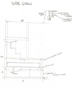 a drawing of the side view of a building with drawings on it and instructions for how to