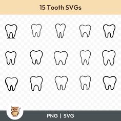 tooth icon set on transparent background